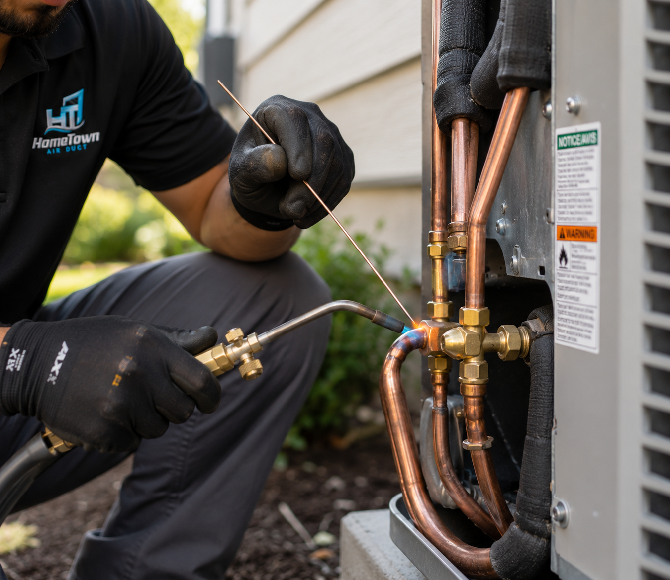 Licensed HVAC professional installing a new system in Austin